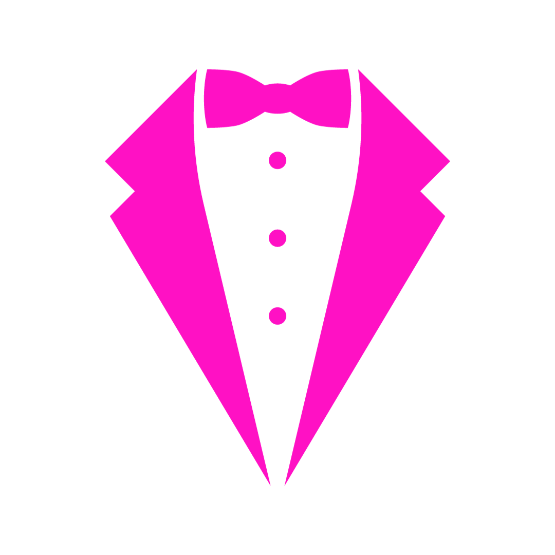 A graphic of a dinner suit in pink to represent bespoke virtual assistant packages